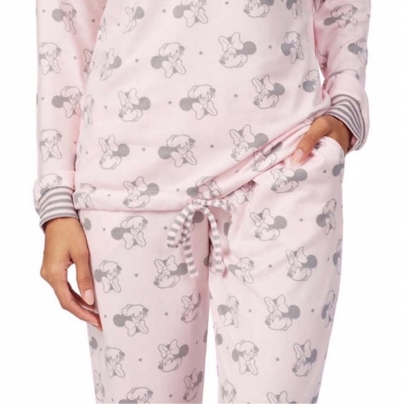 Disney Minnie Mouse Pink/Grey Cozy 2pc Pajama/ Lounge Set - Picture 3 of 15